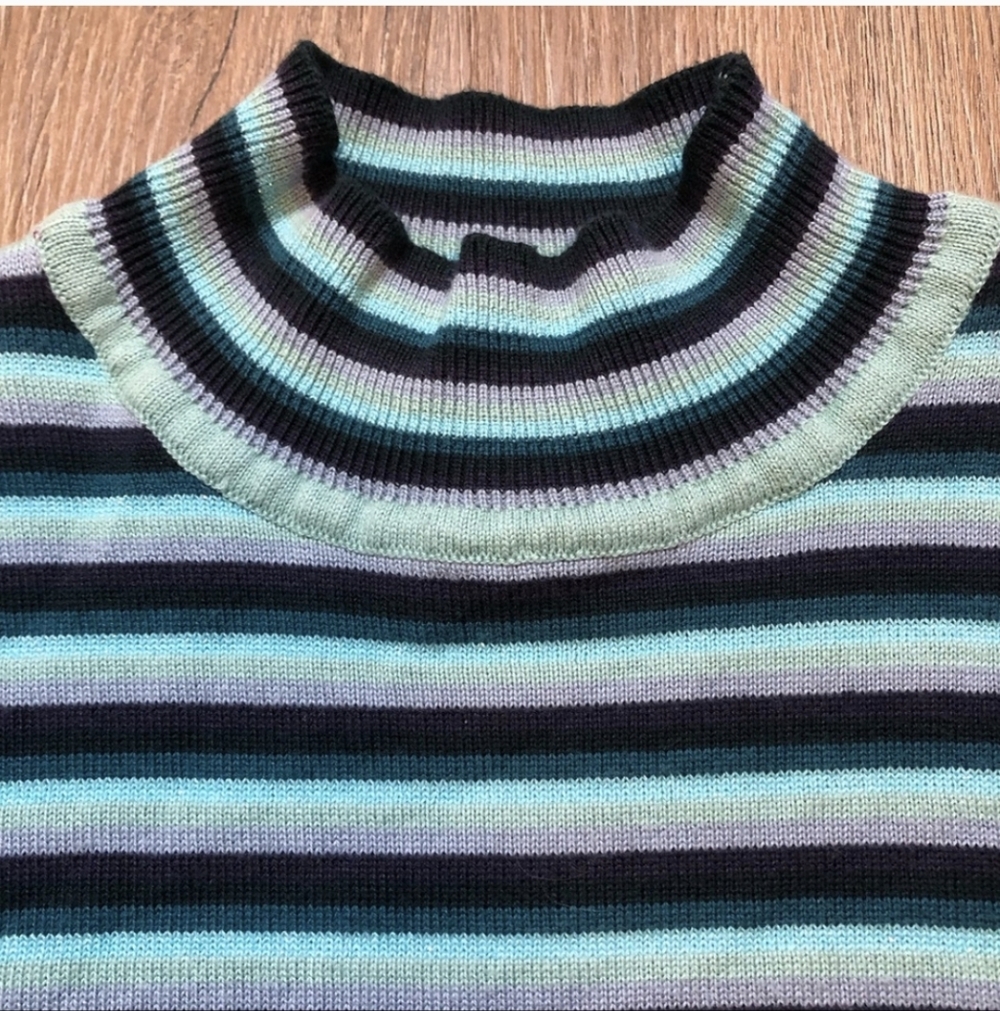 Vintage 90's Striped Knit Shortsleeved Turtleneck